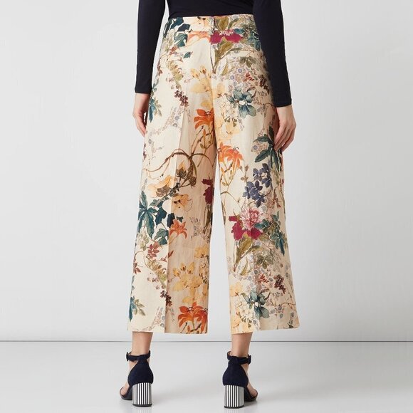 NWOT Seductive Pants cream beige floral print wide leg linen blend culottes, 36 - Picture 6 of 13